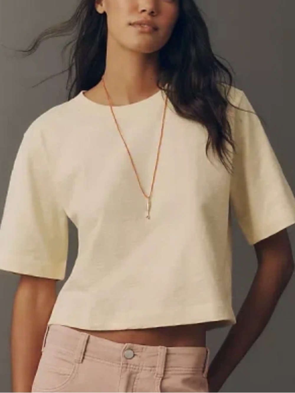 Maeve yellow Corey Crewneck boxy t-shirt, 100% cotton, Size Medium, NWT - Picture 13 of 16